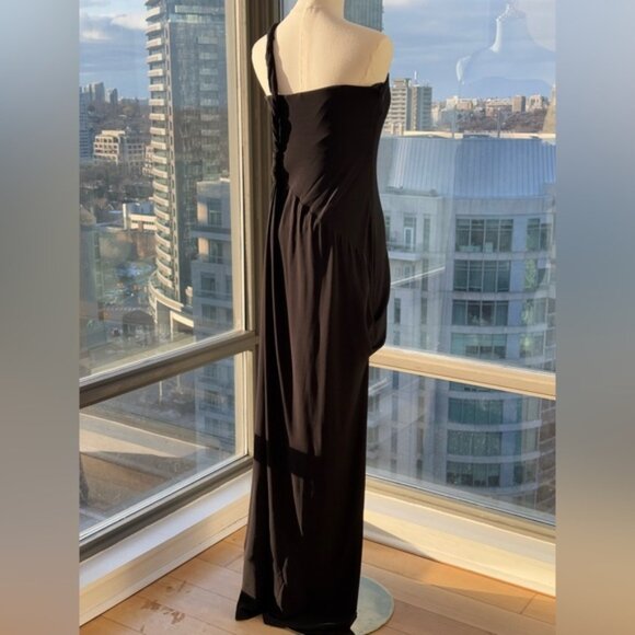 🆕 SIMKHAI 🧿 NWOT Sone Twisted One Shoulder Gown, Silver Ring, Black - Sz US 6 - Picture 6 of 16